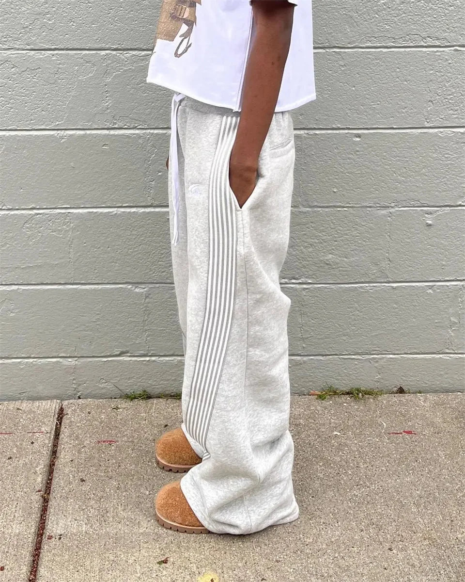 Casual Loose Straight Leg Pants Striped 2025 Summer Fashion Trend Brand Street Hip-hop Jogging Men's Women's Harajuku Sweatpants