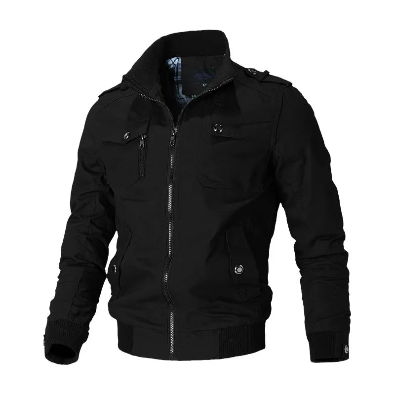 Bomber Jacket Men Fashion Casual Windbreaker Jacket Coat Men Spring Autumn New Hot Outwear Solid Stand Slim Jacket Mens
