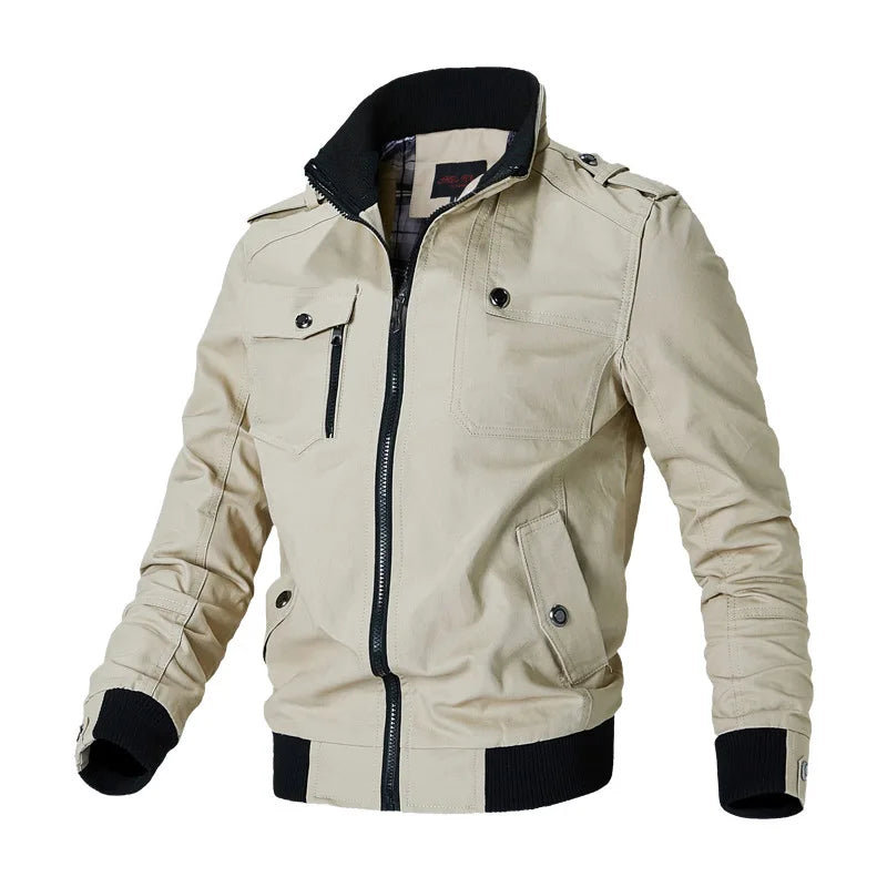 Bomber Jacket Men Fashion Casual Windbreaker Jacket Coat Men Spring Autumn New Hot Outwear Solid Stand Slim Jacket Mens