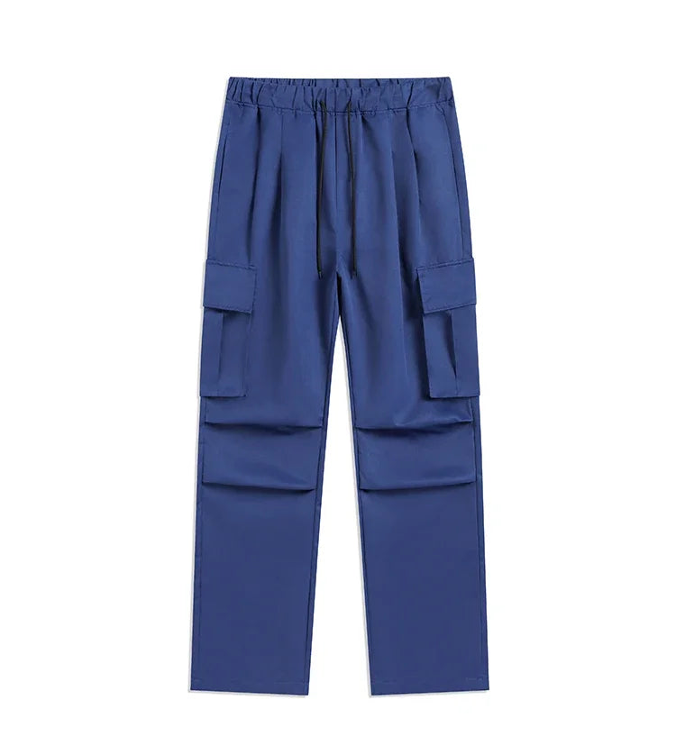 Streetwear Men's Workwear Wide Leg Pants Summer Autumn Loose High Street Black Cargo Trousers Men Vintage Multi-pocket Hooligan