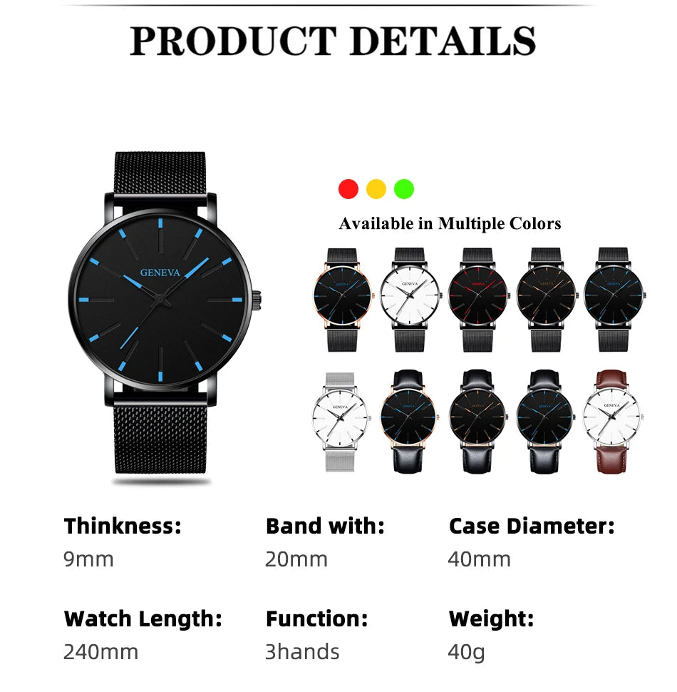 Minimalist Mens Fashion Ultra Thin Watches Simple Men Business Mesh Belt Quartz Wrist Watch Relogio Masculino