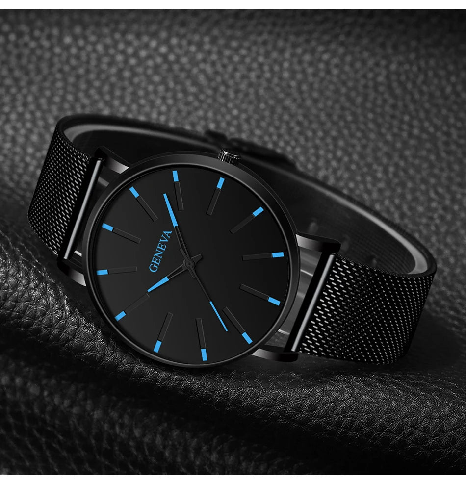 Minimalist Mens Fashion Ultra Thin Watches Simple Men Business Mesh Belt Quartz Wrist Watch Relogio Masculino