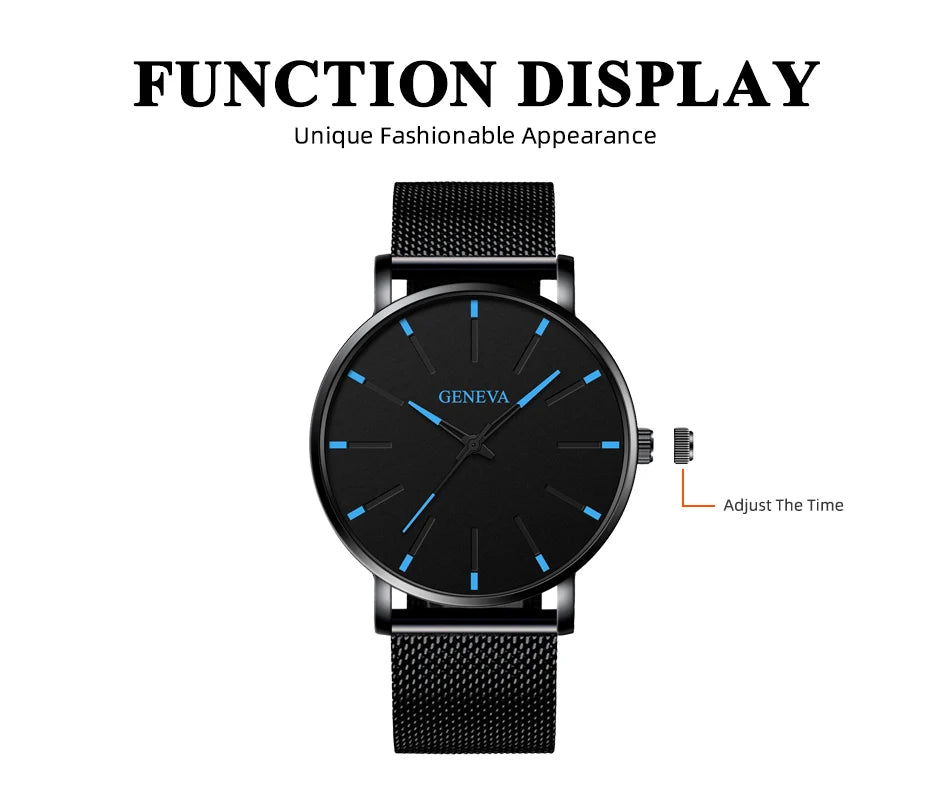 Minimalist Mens Fashion Ultra Thin Watches Simple Men Business Mesh Belt Quartz Wrist Watch Relogio Masculino