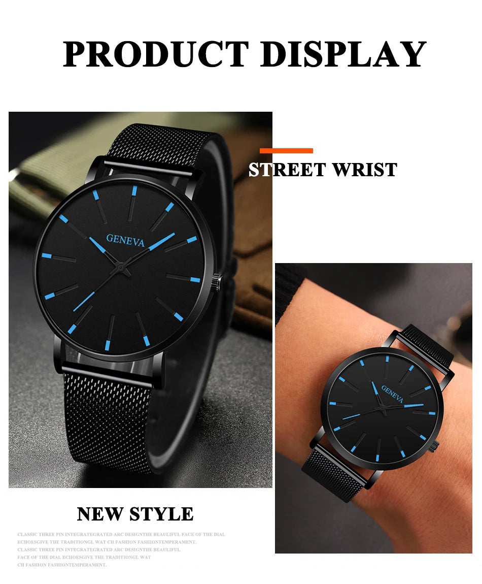 Minimalist Mens Fashion Ultra Thin Watches Simple Men Business Mesh Belt Quartz Wrist Watch Relogio Masculino
