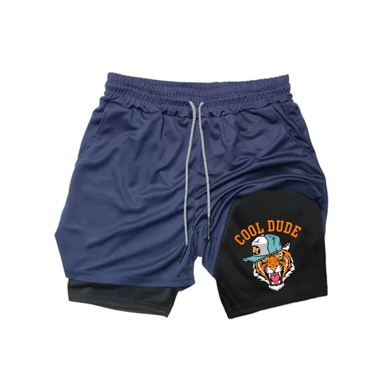 Activewear Mens 2-in-1 Athletic Short Quick-Dry Comfortable Breathable Drawstring Compression Waist Ideal for Gym Running Casual