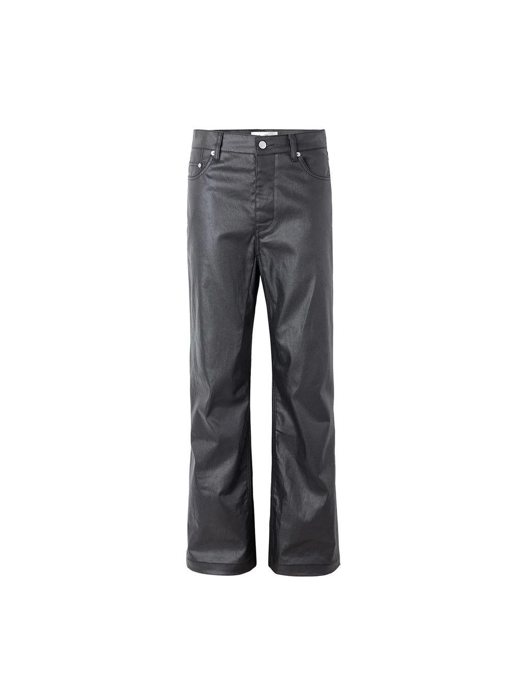 2026 Streetwear Fashion Tapered Leather Trousers Black Men American Brush Wax Coating Micro Elastic Slim Fit Straight Leg Pants