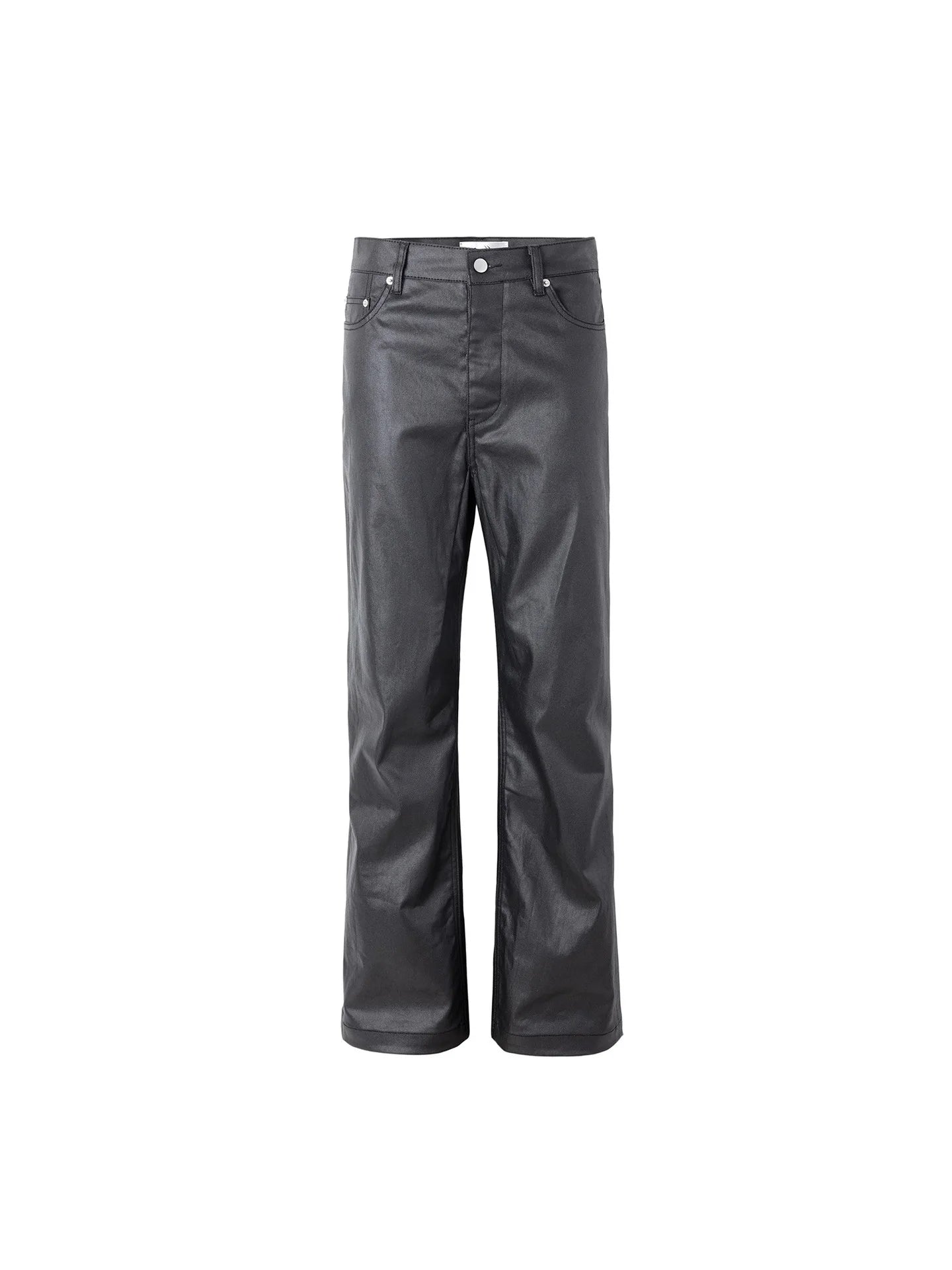 2026 Streetwear Fashion Tapered Leather Trousers Black Men American Brush Wax Coating Micro Elastic Slim Fit Straight Leg Pants