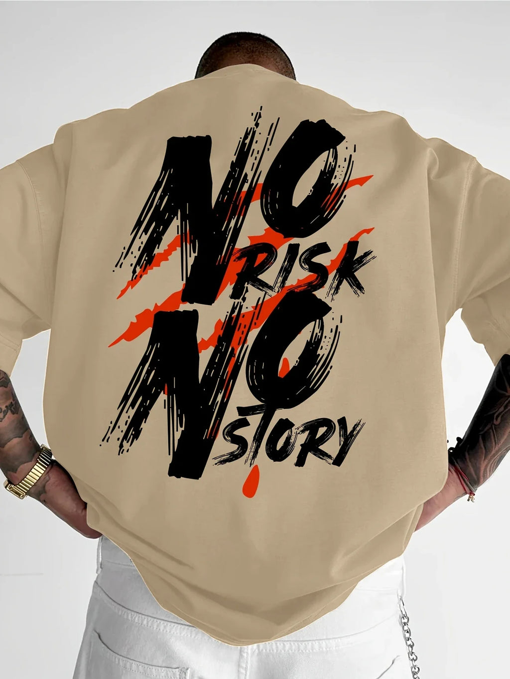 Men's Streetwear Pattern T-shirt - Bold Letter Printed Loose Casual T-shirt, Vibrant Summer Short sleeved Pure Cotton T-shirt St