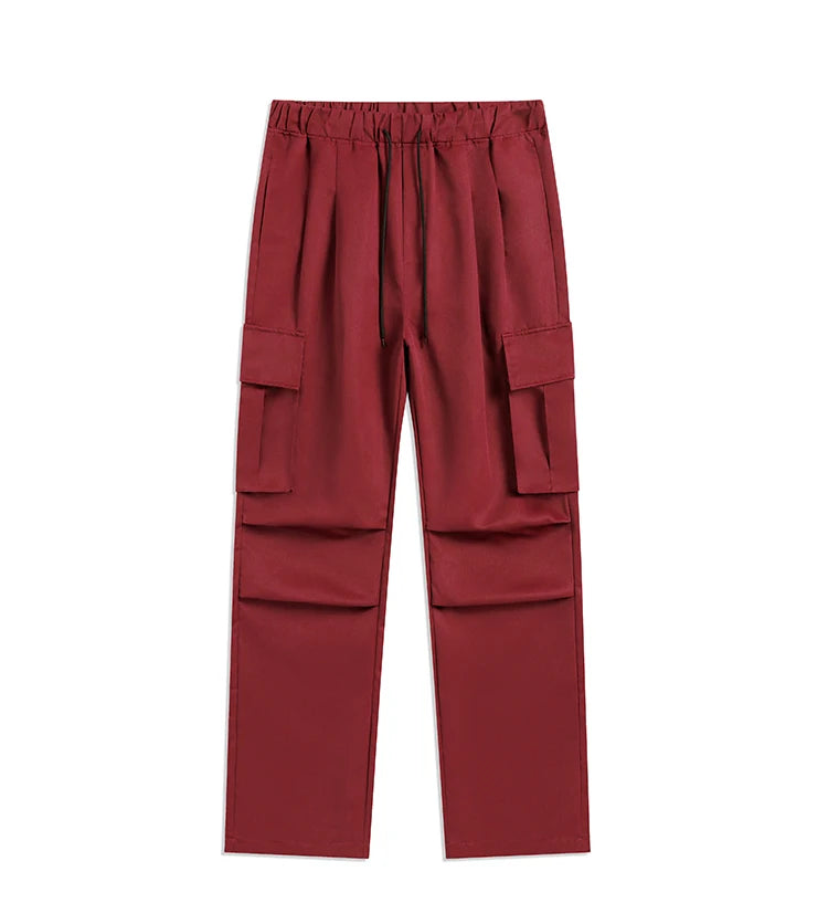 Streetwear Men's Workwear Wide Leg Pants Summer Autumn Loose High Street Black Cargo Trousers Men Vintage Multi-pocket Hooligan
