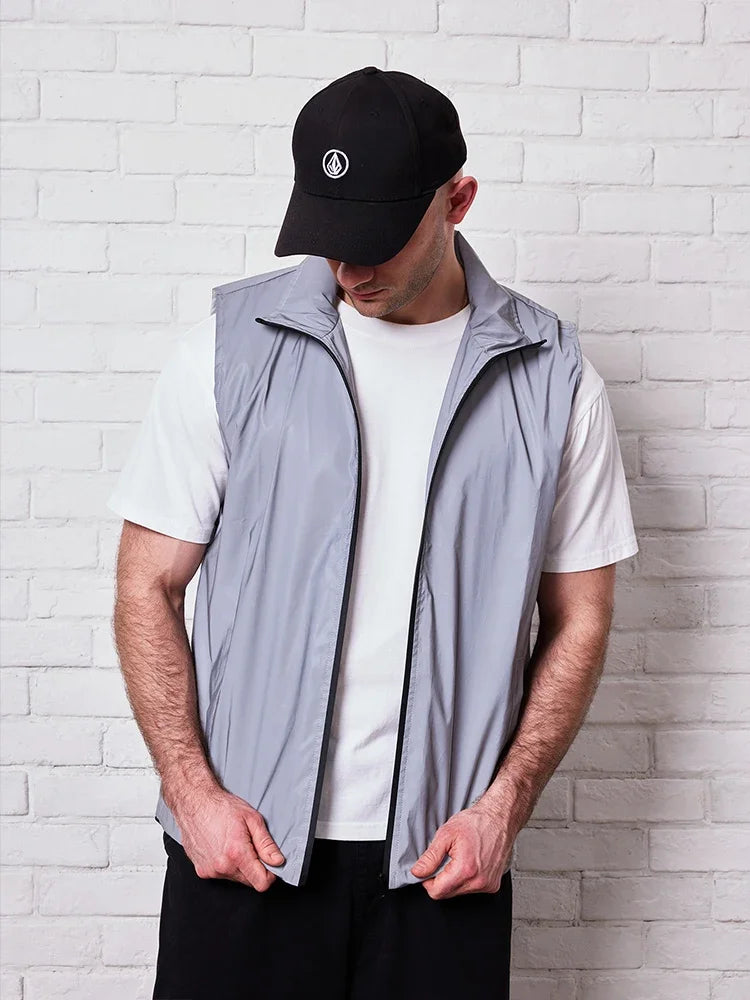 Hip-hop Streetwear Reflective Sleeveless Vest Men's Spring Summer Lightweight Stand Collar Night Running Dancing Outdoor Jacket