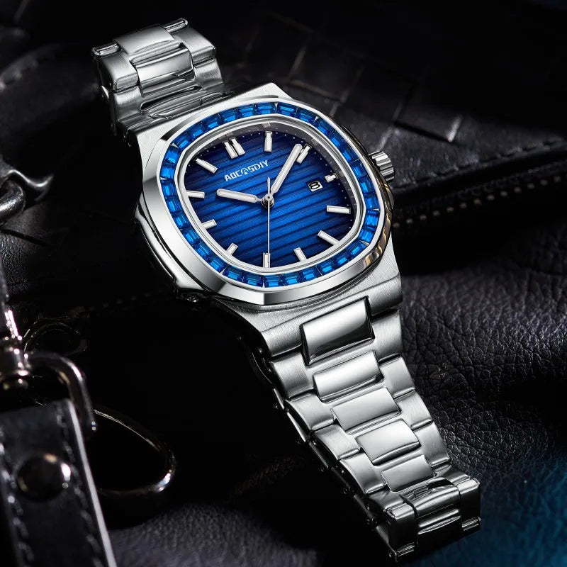 New Rhinestone Men's Watch Business Casual Waterproof Calendar Luminous Quartz Wristwatch Fashion Watches for Men reloj hombre
