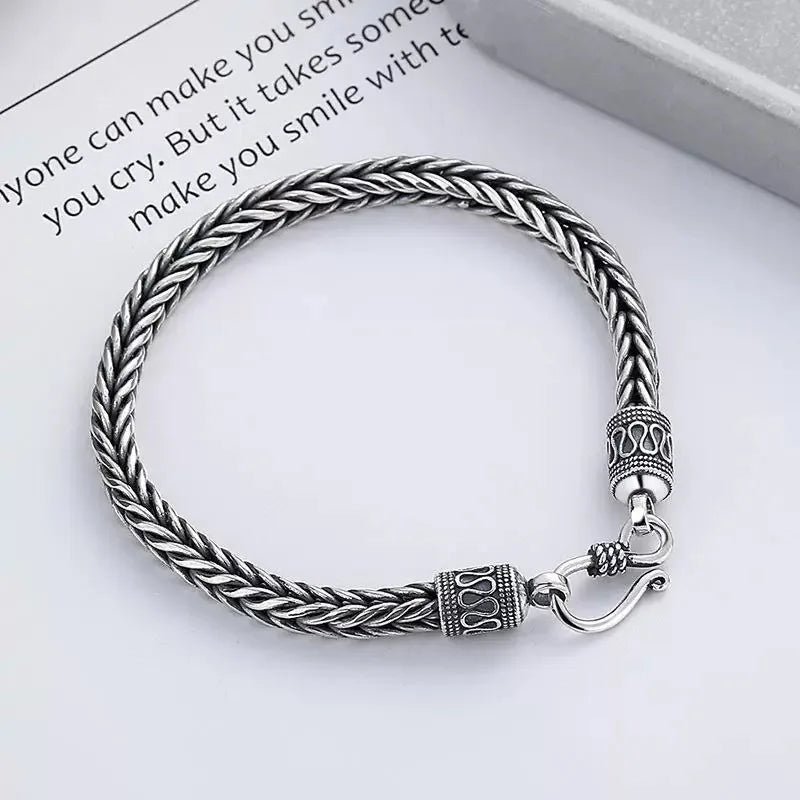 Men Bracelet 925 Sterling SilverVintage Men Bracelet for Man Women Wedding Jewelry Engagement Fashion Gift Party High Quality