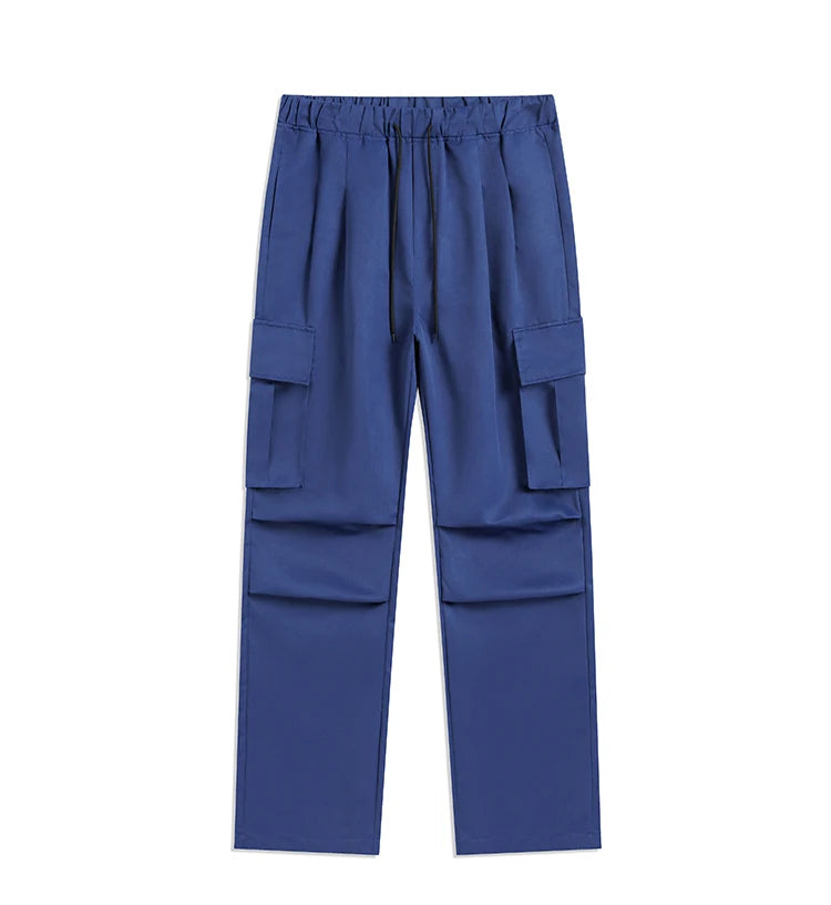Streetwear Men's Workwear Wide Leg Pants Summer Autumn Loose High Street Black Cargo Trousers Men Vintage Multi-pocket Hooligan