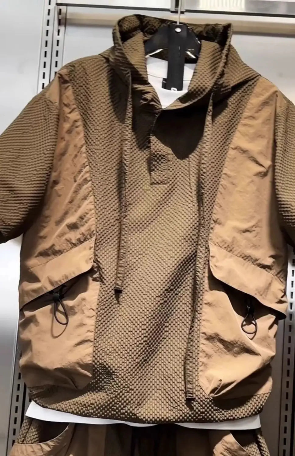 Fashionable Workwear Breathable Quick-drying Sports Suit Men's Textured Casual Hooded Short-sleeved Shorts Two-piece Set