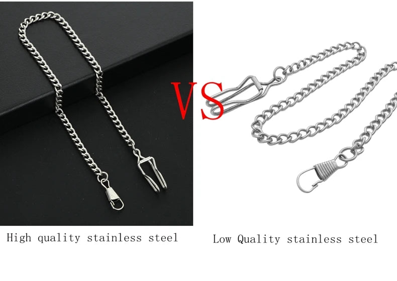 Silver Stainless Steel Watch Chains Black Gold Bronze Classic Chains Watches Accessories for Pocket Watches Mens Gift