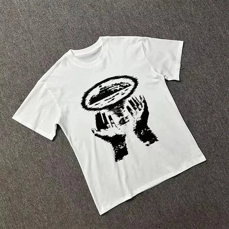 Streetwear Rules The World Graphic Oversized T Shirt Shorts Men Bold Typology Short Sleeve Crew Neck Casual Top Street Style
