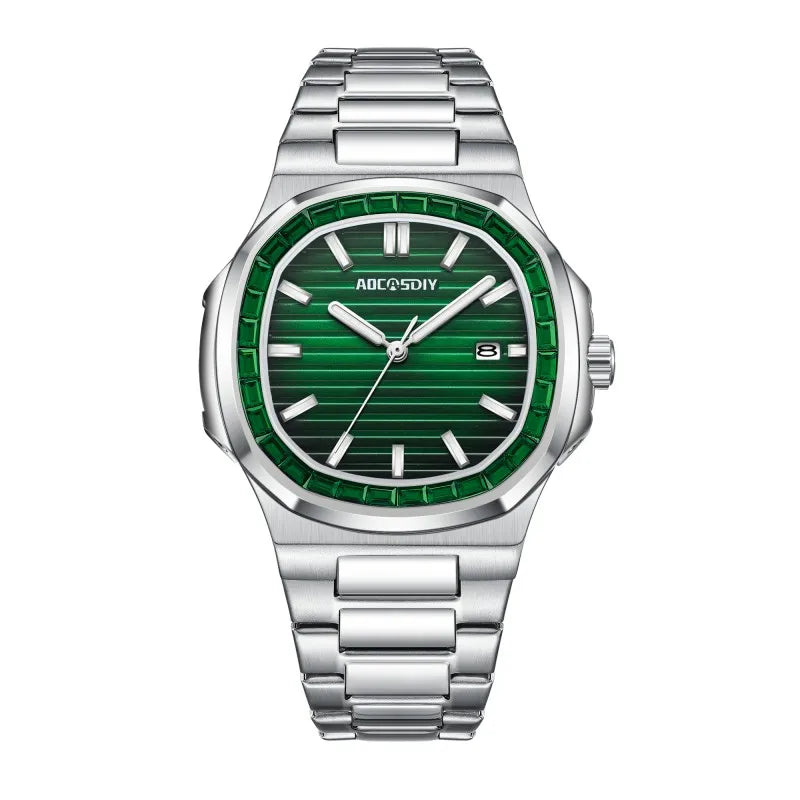 New Rhinestone Men's Watch Business Casual Waterproof Calendar Luminous Quartz Wristwatch Fashion Watches for Men reloj hombre