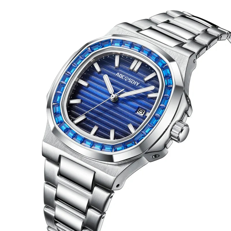 New Rhinestone Men's Watch Business Casual Waterproof Calendar Luminous Quartz Wristwatch Fashion Watches for Men reloj hombre