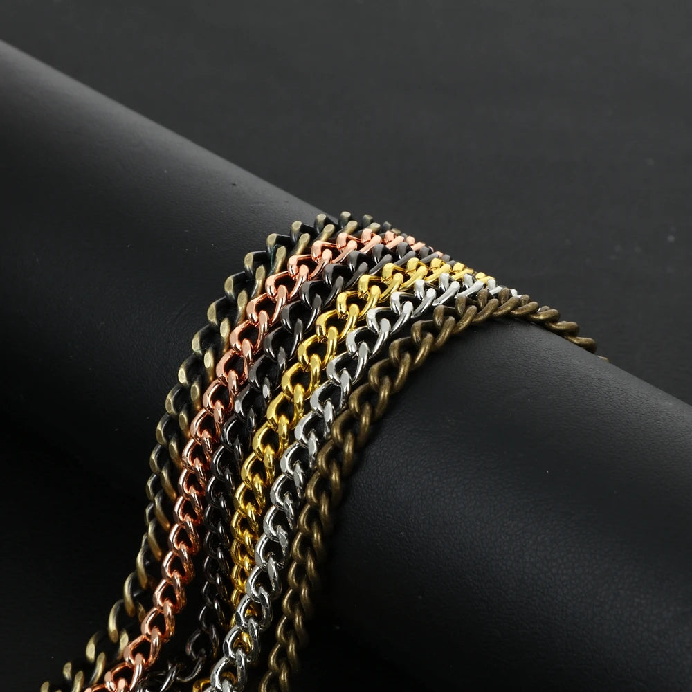 Silver Stainless Steel Watch Chains Black Gold Bronze Classic Chains Watches Accessories for Pocket Watches Mens Gift