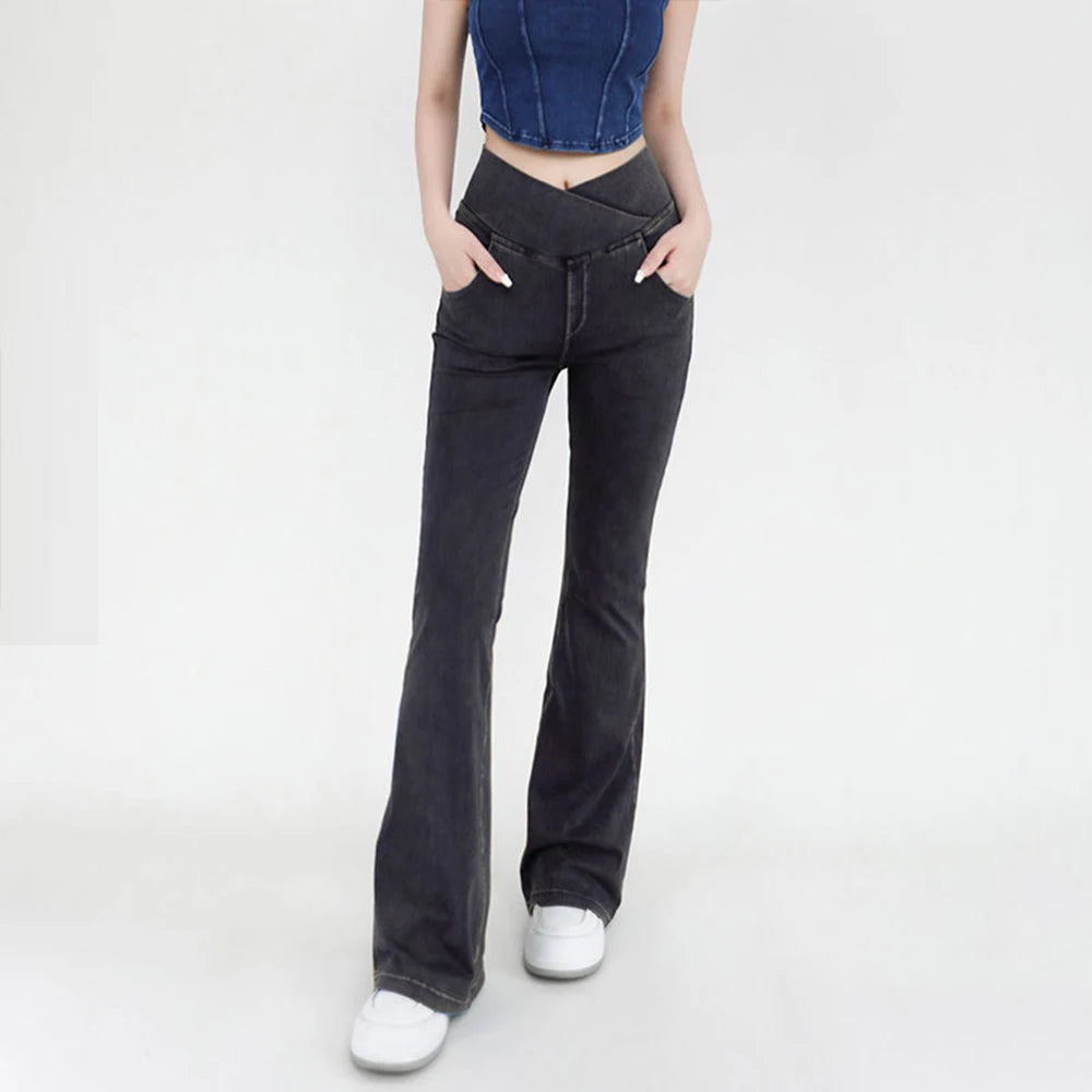 Casual Jeans Womens Activewear Women Bell Bottom Pants High Waist Yoga Flare Leggings 4 Way Stretch Denim Fitness Workout Sports