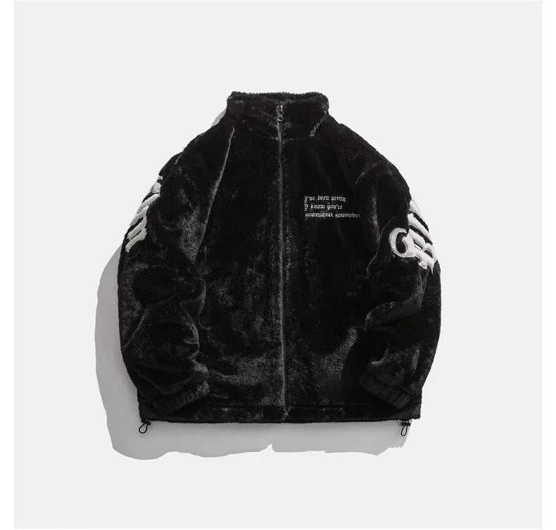 Streetwear Men's Hip-hop Embroidery Stand Up Collar Cotton Jacket Men's Thick Warm Men's Winter Fashion New Jacket