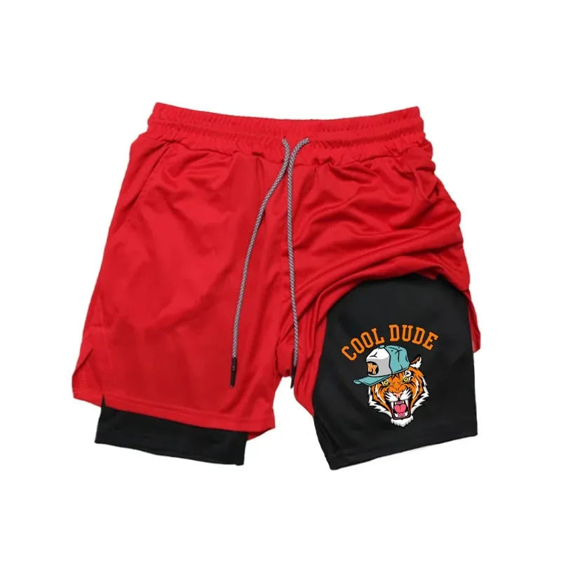 Activewear Mens 2-in-1 Athletic Short Quick-Dry Comfortable Breathable Drawstring Compression Waist Ideal for Gym Running Casual