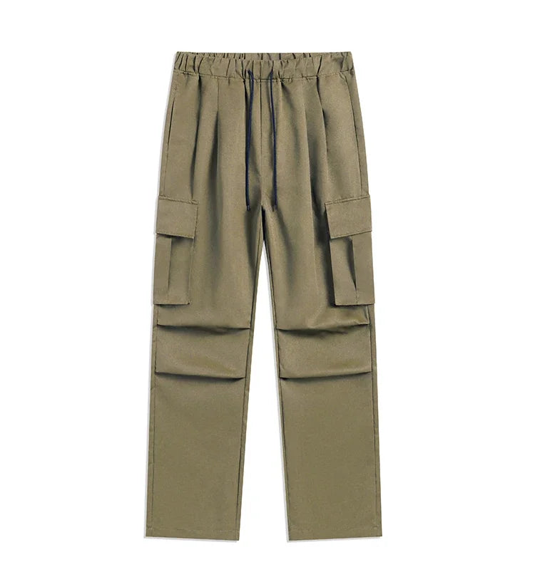Streetwear Men's Workwear Wide Leg Pants Summer Autumn Loose High Street Black Cargo Trousers Men Vintage Multi-pocket Hooligan