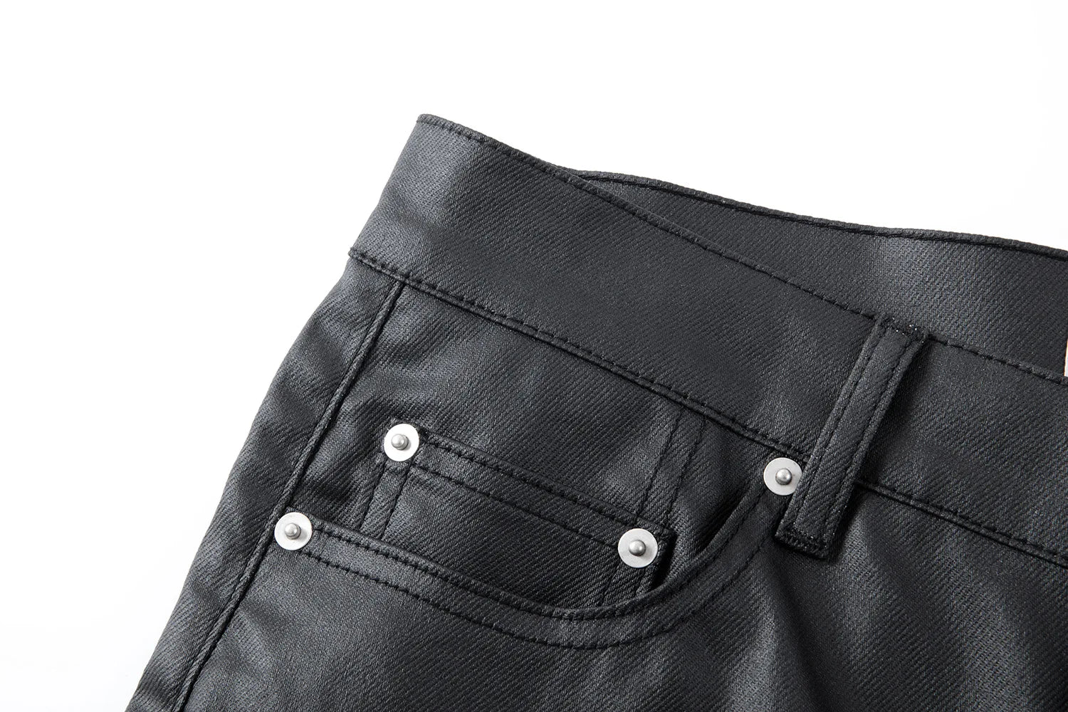 2026 Streetwear Fashion Tapered Leather Trousers Black Men American Brush Wax Coating Micro Elastic Slim Fit Straight Leg Pants