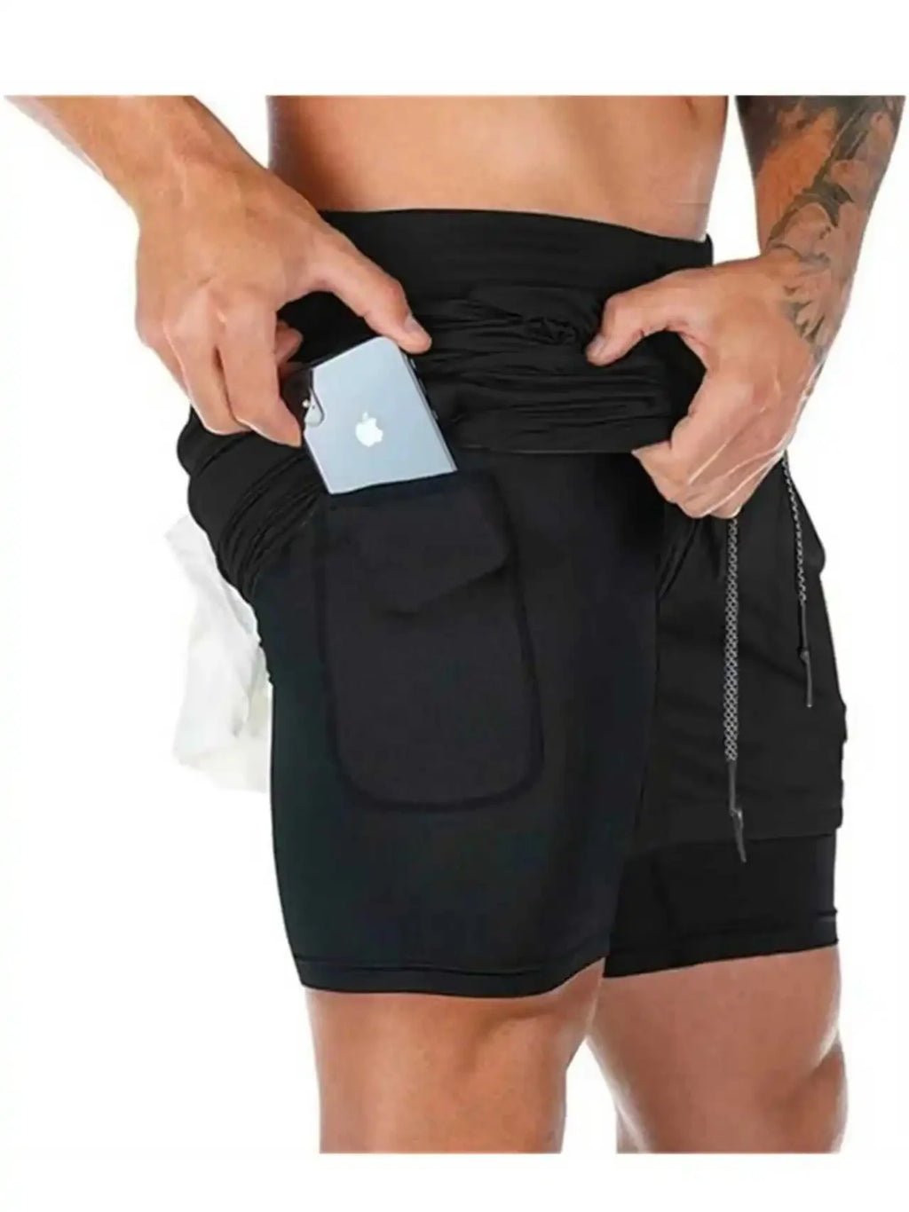 Activewear Mens 2-in-1 Athletic Short Quick-Dry Comfortable Breathable Drawstring Compression Waist Ideal for Gym Running Casual