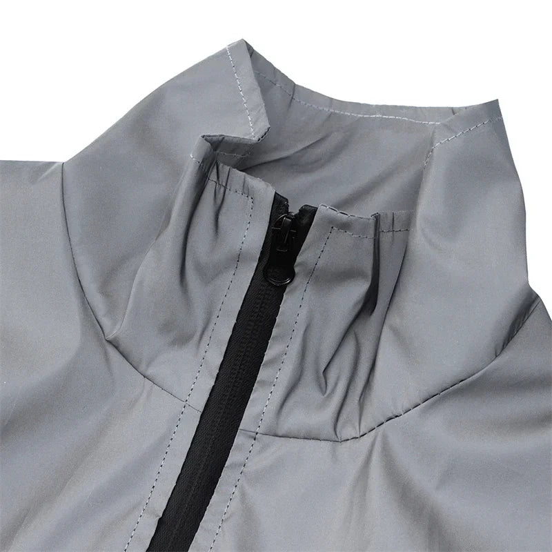 Hip-hop Streetwear Reflective Sleeveless Vest Men's Spring Summer Lightweight Stand Collar Night Running Dancing Outdoor Jacket